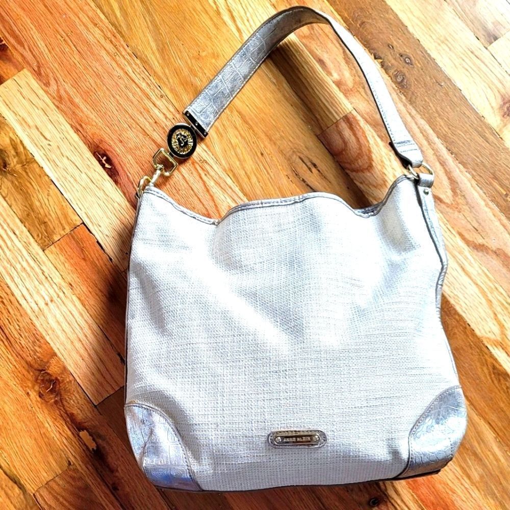 Anne Klein Linen-Like Tote Bag Gold Hardware